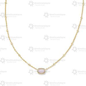 Mini Elisa Gold Satellite Short Pendant Necklace in Pink Opalite Crystal